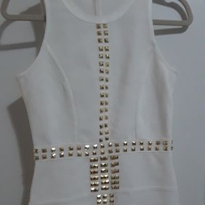Bandage white and gold dress